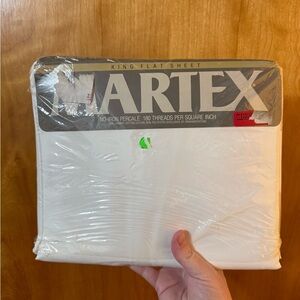Martex King Flat Sheet No Iron Percale White Combed Cotton Blend Vintage